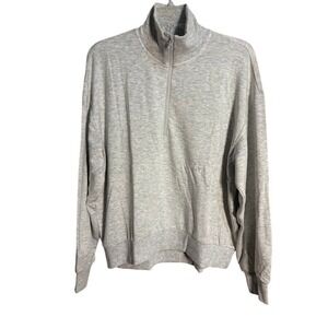 Loft Women's Lou & Grey Signature Soft Plush‎ Quarter Zip Sweatshirt Grey M NWT